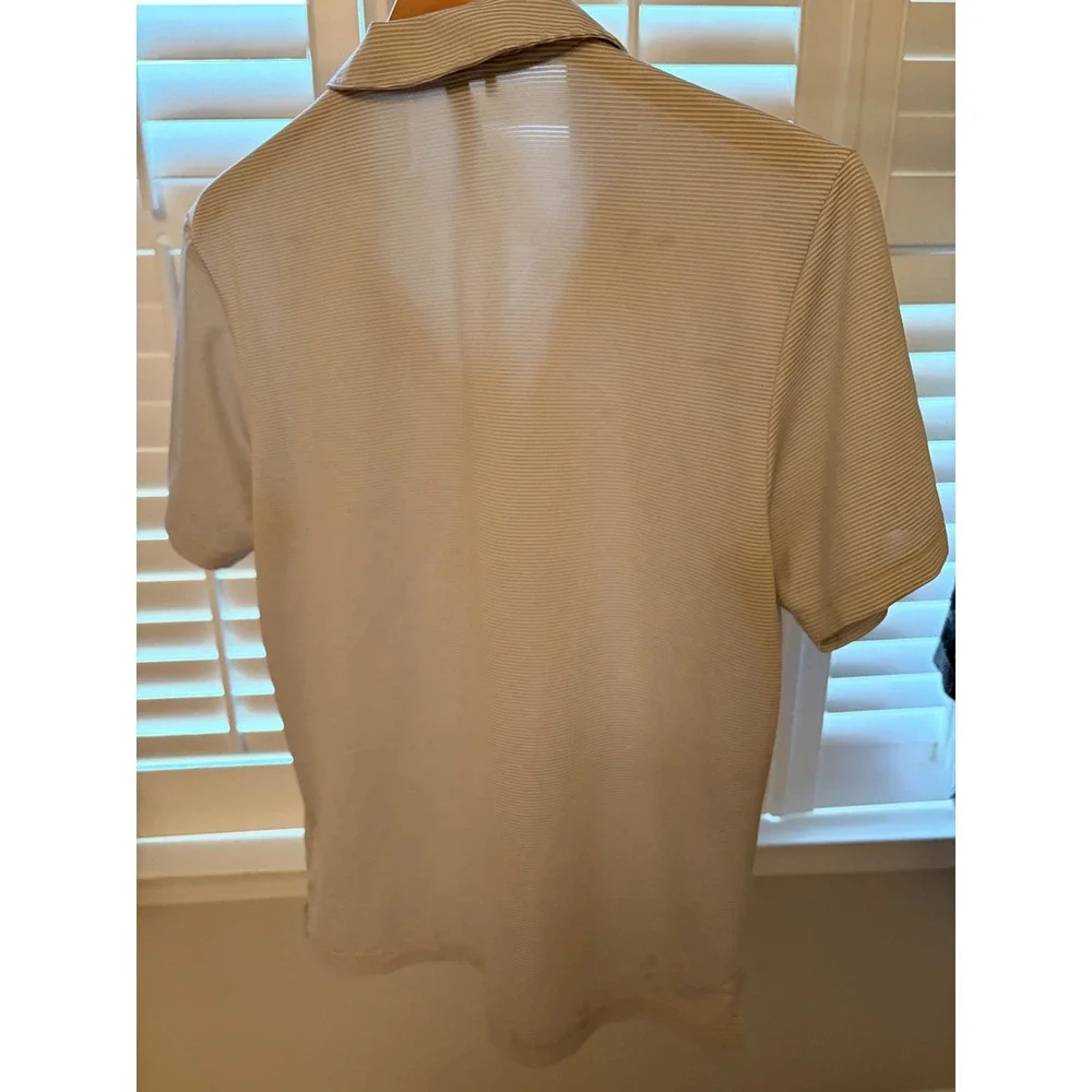 Adidas Mens Striped Performance Polo Shirt Grey White Short Sleeve Size Small
